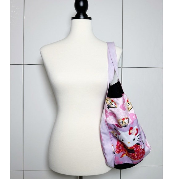 Hello Kitty X Manufatto Balloon Bag Tote Pink Kimono Tori Gates Tokyo Japan - Picture 7 of 7